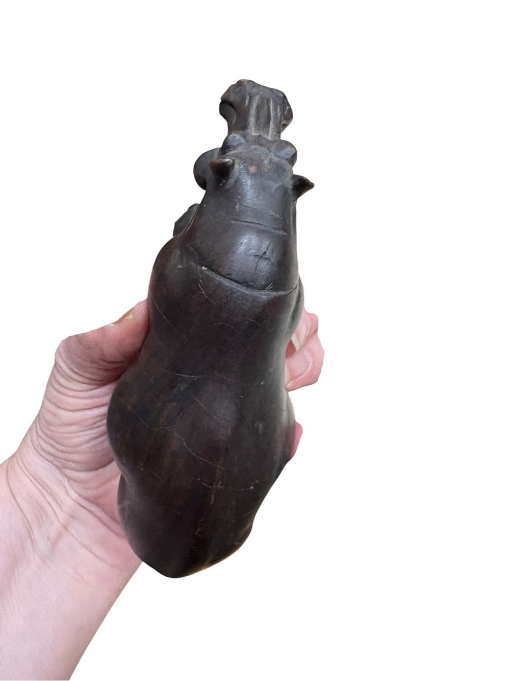 Vintage Handcarved Wooden Hippo Figurine Wood carving House Hipppotamus - Picture 8 of 12